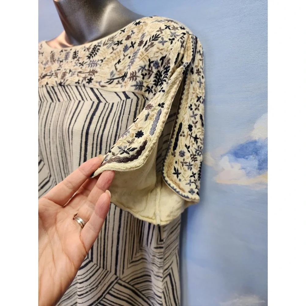 Benares M Embroidered Sleeve  Boho Blouse LNC!